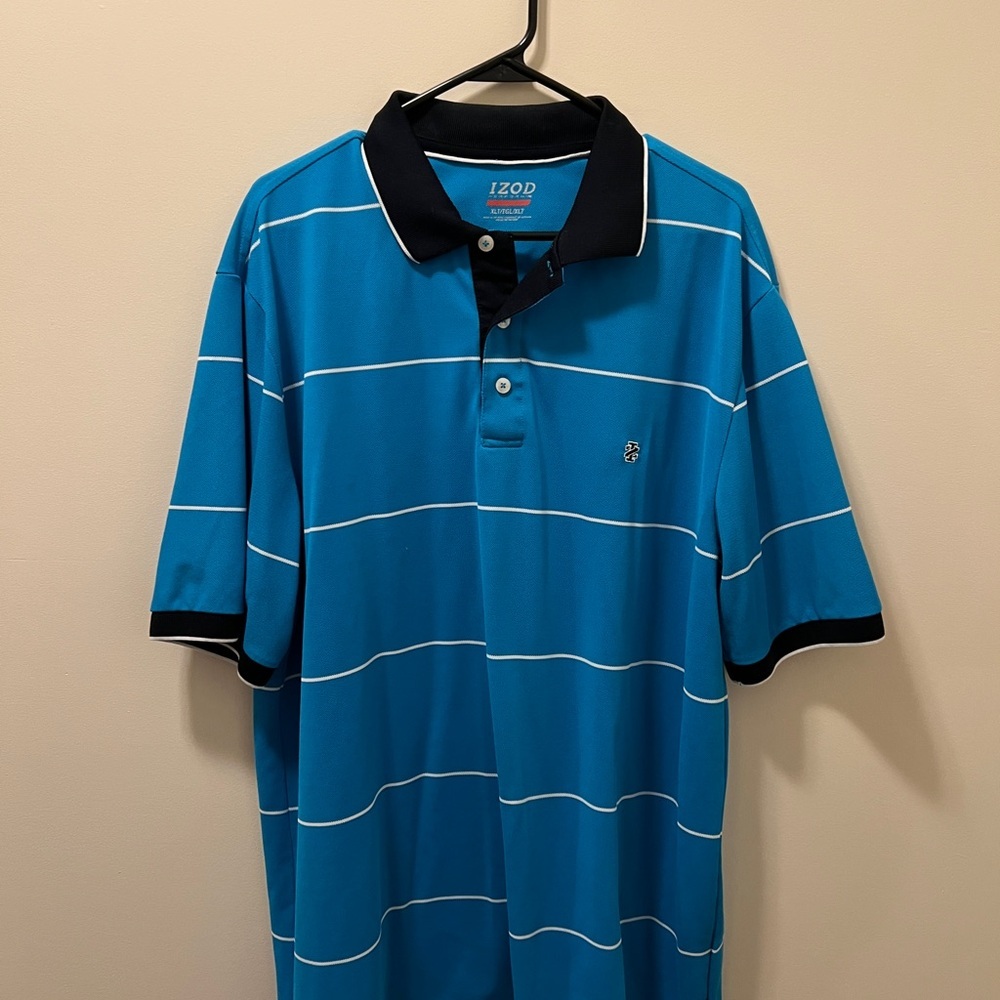 IZOD Men's Blue Striped Polo Shirt